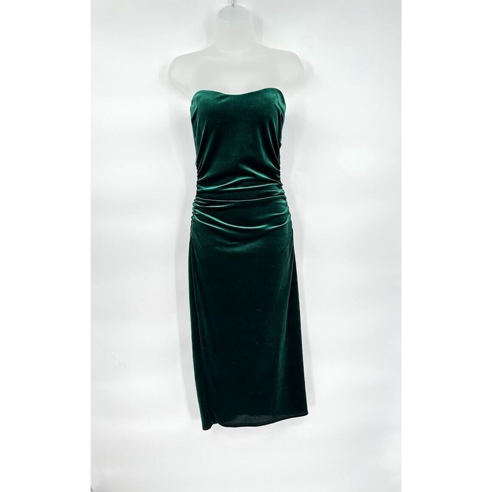Windsor Green Velour Strapless Bodycon Midi Dress Sweetheart Neck Size Medium
